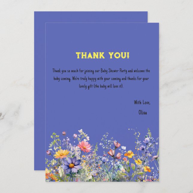 Cartões de agradecimentos de Chás de fraldas de fl (Frente/Verso)