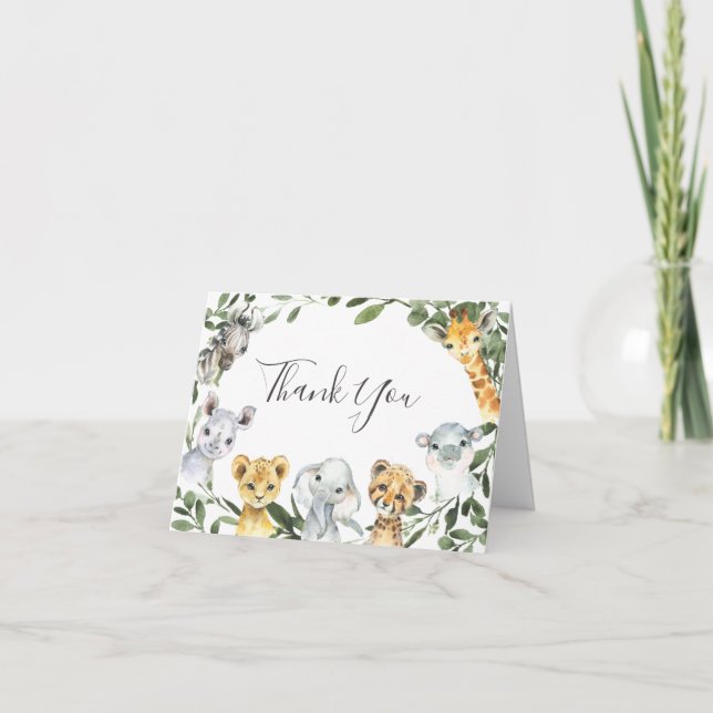 Cartões de agradecimentos de Chás de fraldas Safar (Frente)