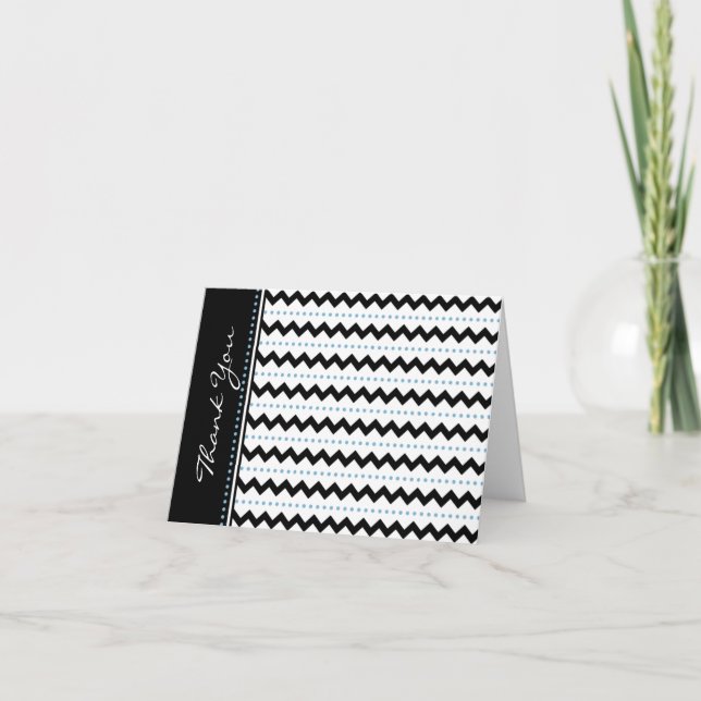Cartões de agradecimentos de Chevron azul preto (Frente)