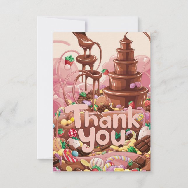 Cartões de agradecimentos de chocolate doce magico (Frente)