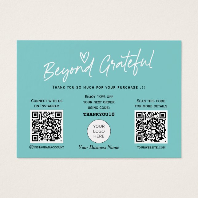 Cartões de agradecimentos de código QR de Script d (Frente)
