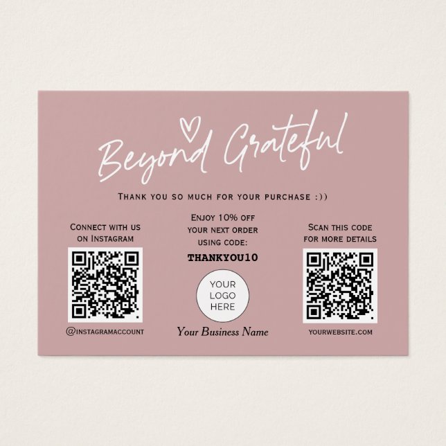 Cartões de agradecimentos de código QR para caligr (Frente)