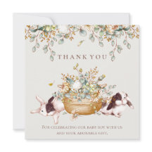 Cartões de agradecimentos de coelho botânico russo