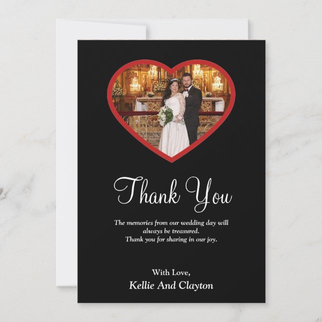 Cartões de agradecimentos de coração Dentro A de f (Frente)