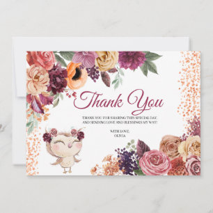 Cartões de agradecimentos de Coruja Floral do out