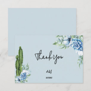 cartões de agradecimentos de cowboy floral azul
