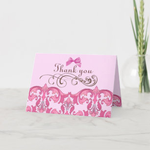 Cartões de agradecimentos de Damasco Rosa Elegant