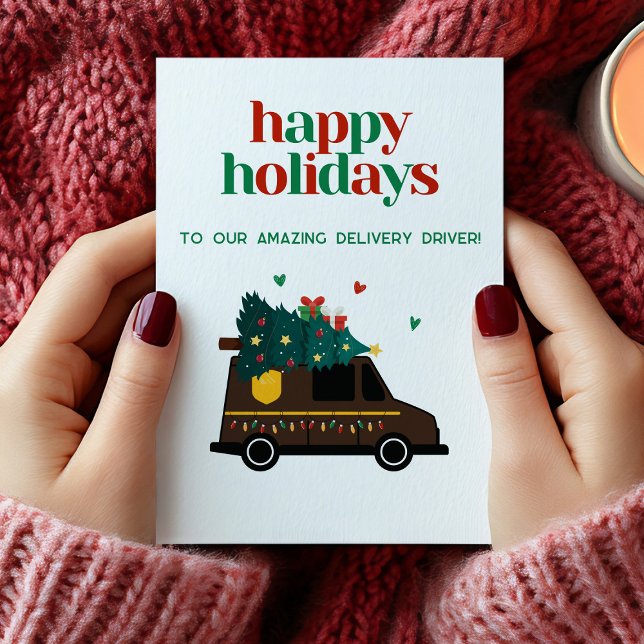 Cartões de agradecimentos de driver de entrega de  (Holiday Christmas Delivery Driver Thank You Card)