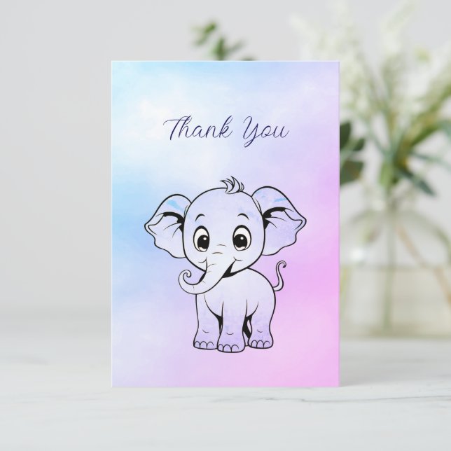 Cartões de agradecimentos de Elefante Cute (Em pé/Frente)