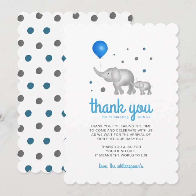 Cartões de agradecimentos de Elefantes de Aquarela (Frente/Verso)