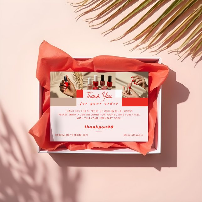 Cartões de agradecimentos de Encomenda de Salão de (Modern Photo Grid Nail Salon Order Thank You Card)