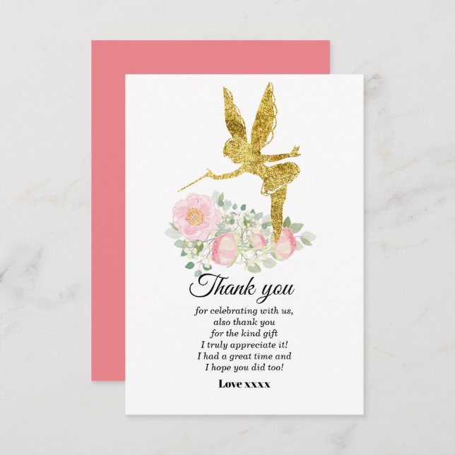 cartões de agradecimentos de fada (Frente/Verso)