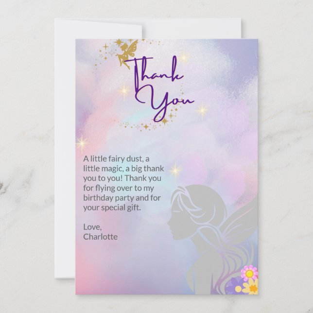 Cartões de agradecimentos de fada branca (Frente)