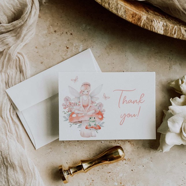 Cartões de agradecimentos de fadas e flores silves (Criador carregado)