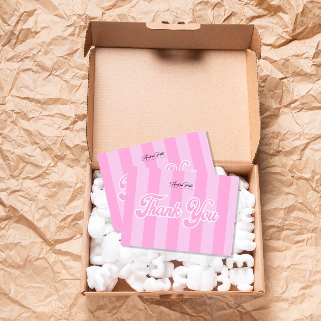 Cartões de agradecimentos de faixas rosa retrorref (Criador carregado)