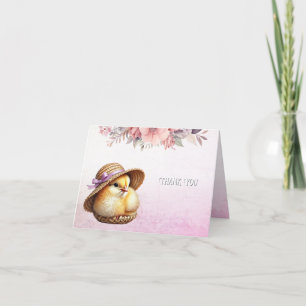 Cartões de agradecimentos de fita rosa com Pintinh