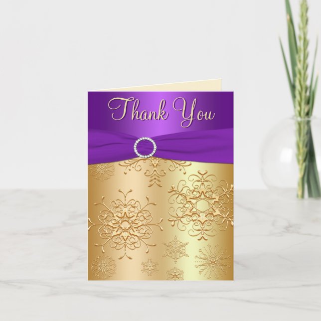 Cartões de agradecimentos de flocos de neve roxos  (Frente)
