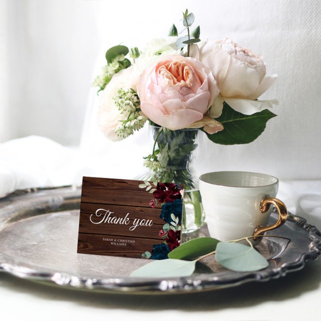 Cartões de agradecimentos de Flor Azul Elegante e  (Criador carregado)