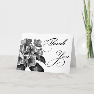 Cartões de agradecimentos de flores brancas e pret