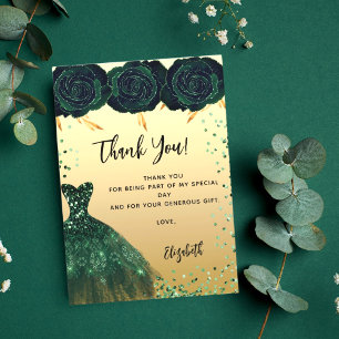 Cartões de agradecimentos de flores verde de Quinc