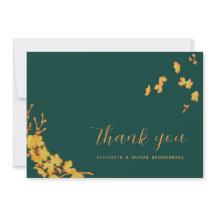 Cartões de agradecimentos de Flores Verde e Dourad