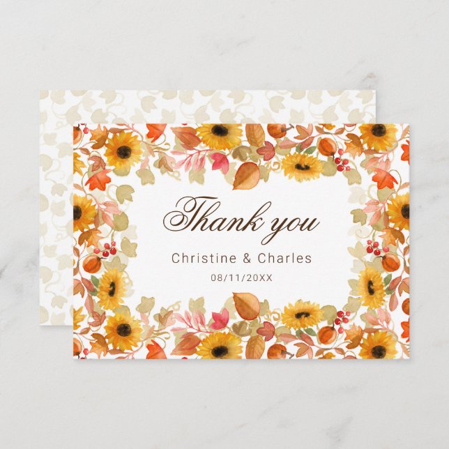 cartões de agradecimentos de folhagem de outono de (Frente/Verso)