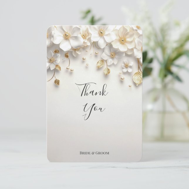 Cartões de agradecimentos de Folhas Douradas Flora (Em pé/Frente)