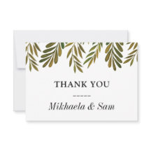 Cartões de agradecimentos de folhas pintadas à mão