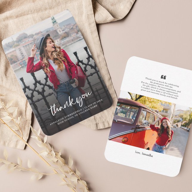 cartões de agradecimentos de Formando de Foto para (Graduation 2024 Graduate Photos Thank You Card)