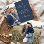 Cartões de agradecimentos de Foto de Casamento Azu<br><div class="desc">Elevem a vossa gratidão com as nossas elegantes cartas de agradecimento que incluem a escrita moderna e a vossa fotografia favorita do casamento. Essas cartas oferecem um na moda e design minimalista que complementa perfeitamente qualquer estética de casamento. Personalize-os com uma mensagem sincera de apreço para transmitir seus obrigados aos...</div>
