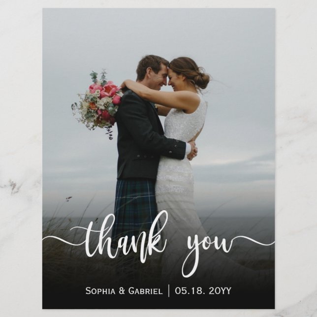 Cartões de agradecimentos de Foto de Casamento de  (Frente)