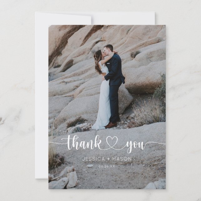 Cartões de agradecimentos de Foto de Casamento de  (Frente)