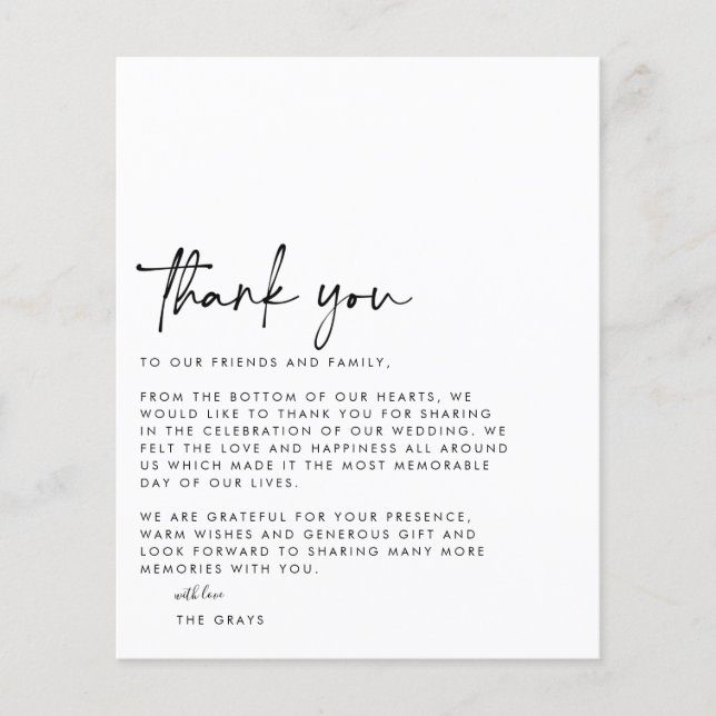 CARTÕES DE AGRADECIMENTOS de Foto de Casamento do  (Frente)