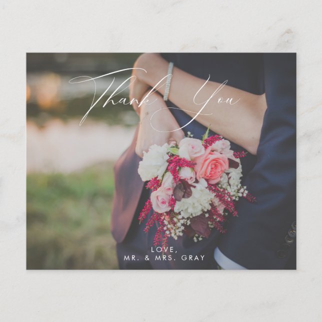 CARTÕES DE AGRADECIMENTOS de Foto de Casamento do  (Frente)