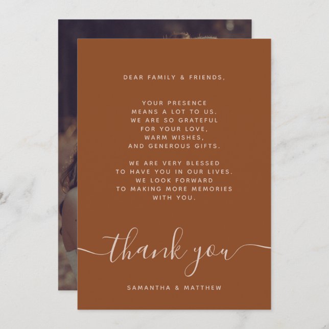 Cartões de agradecimentos de Foto de Casamento Ter (Frente/Verso)