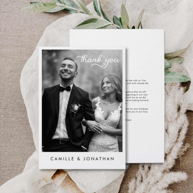 Cartões de agradecimentos de Foto do Casamento Mod (Modern Wedding Photo Thank you card)