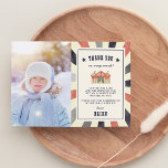 Cartões de agradecimentos de Foto do Circus Vintag<br><div class="desc">Obrigado os convidados de festa de aniversário do seu filho com esta placa plana de circo estilo vintage. Design apresenta uma ilustração de tenda de circo de aquarela com a inscrição de playbill de vintage e sua mensagem pré-impressa personalizada junto com uma foto favorita.</div>