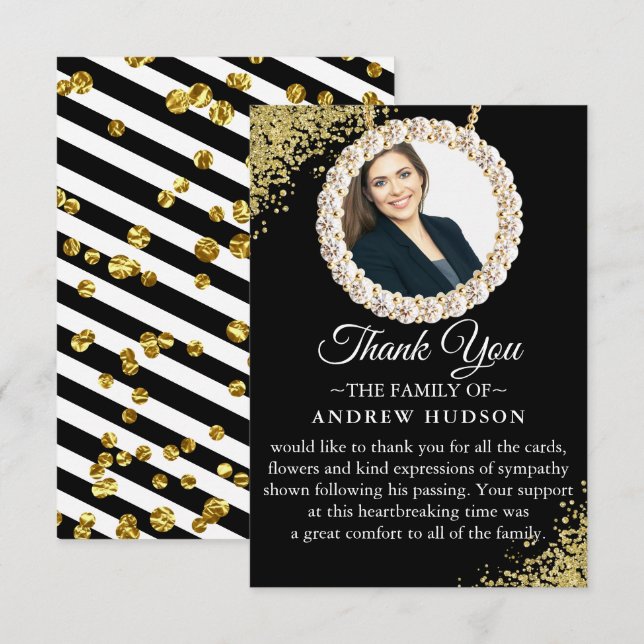Cartões de agradecimentos de Foto Funeral Elegante (Frente/Verso)