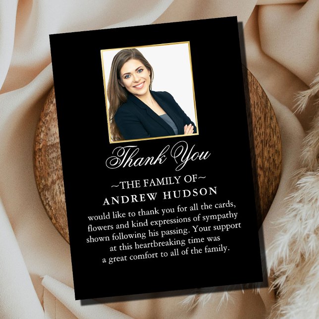 Cartões de agradecimentos de Foto Funeral Mínimo D (Criador carregado)