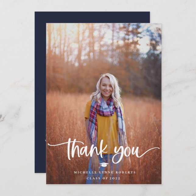 Cartões de agradecimentos de Foto Graduação 2 (Frente/Verso)