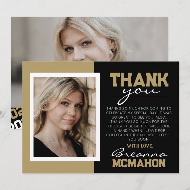 Cartões de agradecimentos de Foto para Graduação 2 (Frente/Verso)