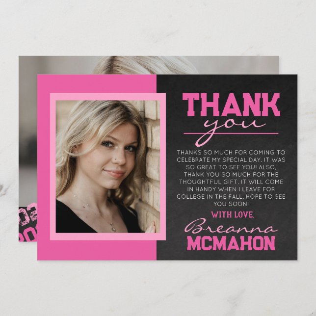 Cartões de agradecimentos de Foto para Graduação d (Frente/Verso)