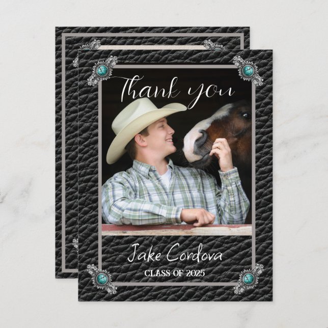 Cartões de agradecimentos de Foto para Graduação d (Frente/Verso)