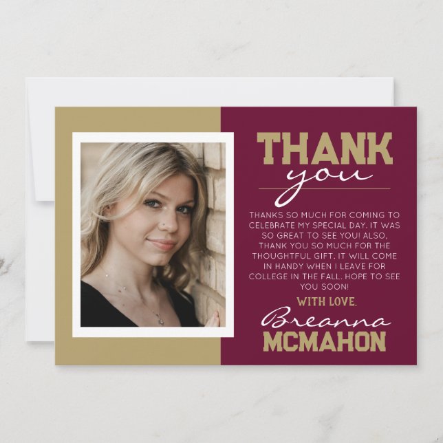 Cartões de agradecimentos de Foto para Graduação e (Frente)