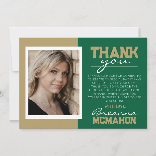 Cartões de agradecimentos de Foto para Graduação e (Frente)