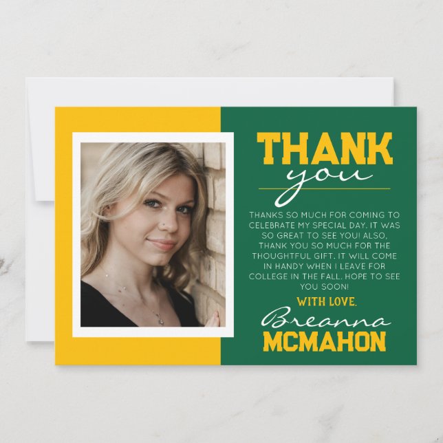 Cartões de agradecimentos de Foto para Graduação V (Frente)