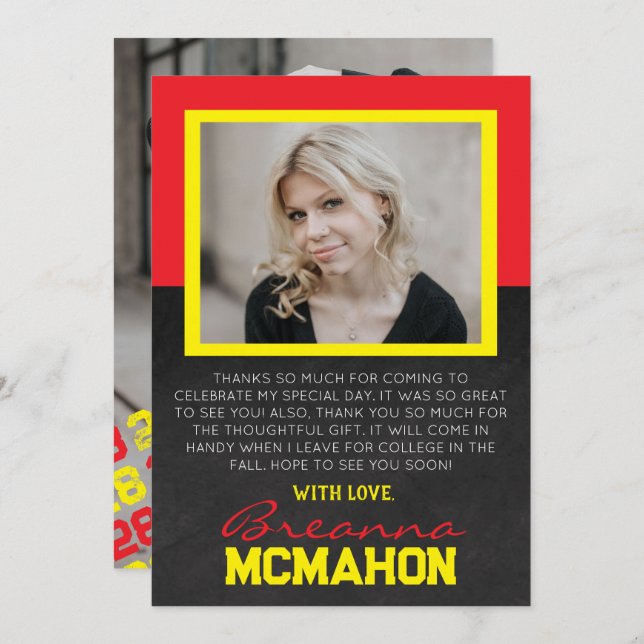 Cartões de agradecimentos de Foto para Graduação V (Frente/Verso)