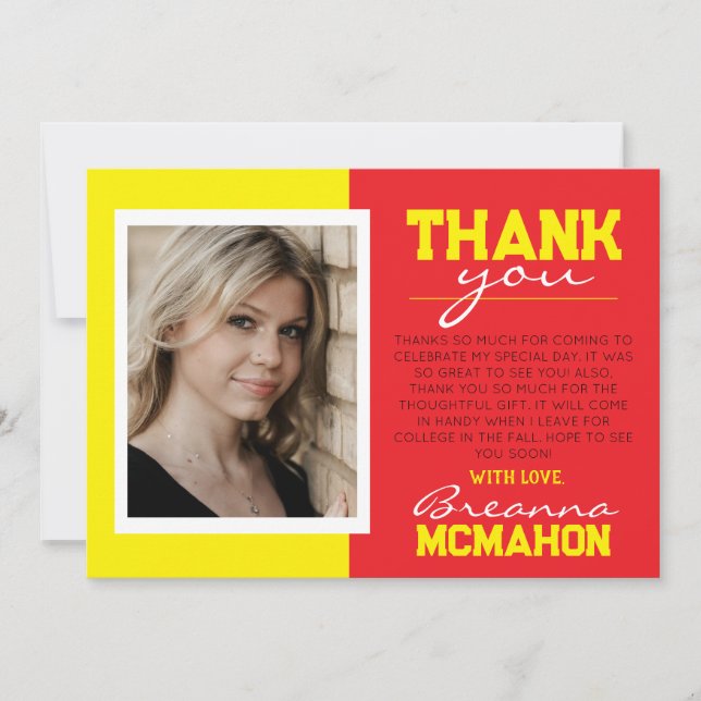 Cartões de agradecimentos de Foto para Graduação V (Frente)