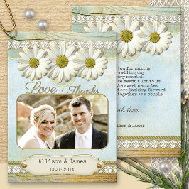Cartões de agradecimentos de Foto Rustic Daisy Wed