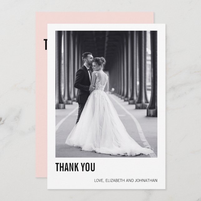 Cartões de agradecimentos de Foto Simples de Casam (Frente/Verso)